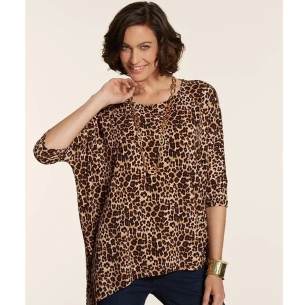 Chico's Leopard Spots Boxy McKay Top Size 3 (16)